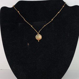 15 " Mother of Pearl Shell and Gold Bead Necklace